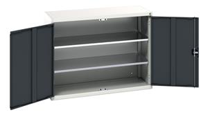verso shelf cupboard with 2 shelves. WxDxH: 1300x550x1000mm. RAL 7035/5010 or selected Bott Verso Basic Tool Cupboards Cupboard with shelves